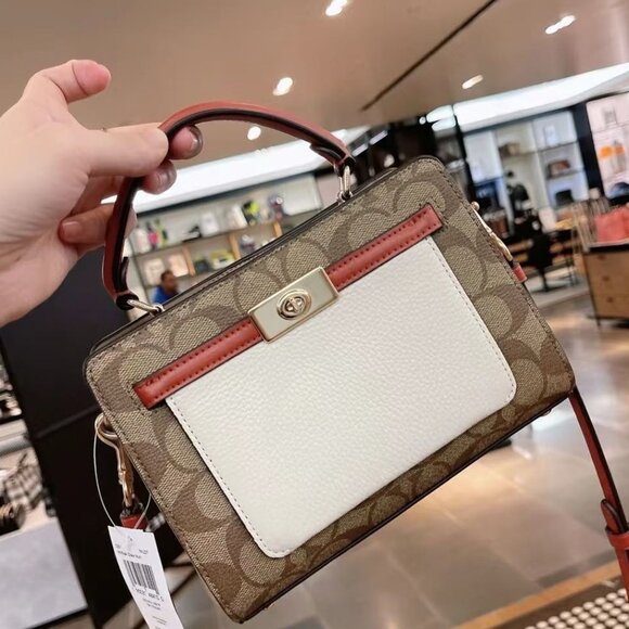 Coach Mini Lane Top Handle In Colorblock Signature Canvas - Picture 8 of 10